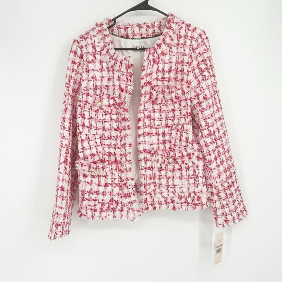 NWT Nanette Lepore Mojave Boucle Tweed Textured Open Blazer Jacket Size 12 - Picture 3 of 9